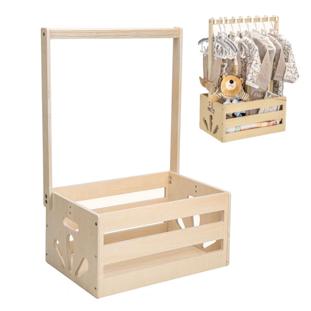Baby Clothing Rack For Baby Shower - Cesta Portaoggetti in Legno per Neonati,
